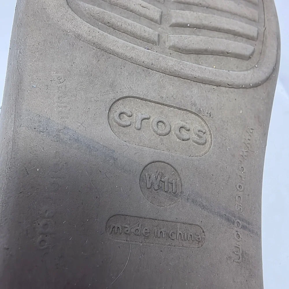 Crocs Patricia Wedge Sandals Womens 11 Khaki Taupe Good Condition Slide Shoes